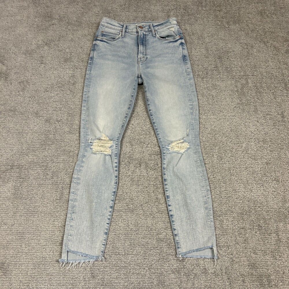 Mother Stunner Zip Ankle Jeans Womens 25 Step Fray Rolling In The Bushes Stretch